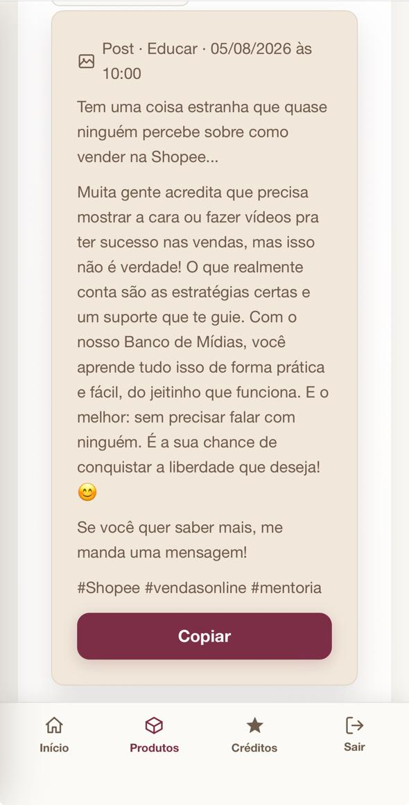 Conteúdo gerado pela TECA, pronto pra copiar e adaptar